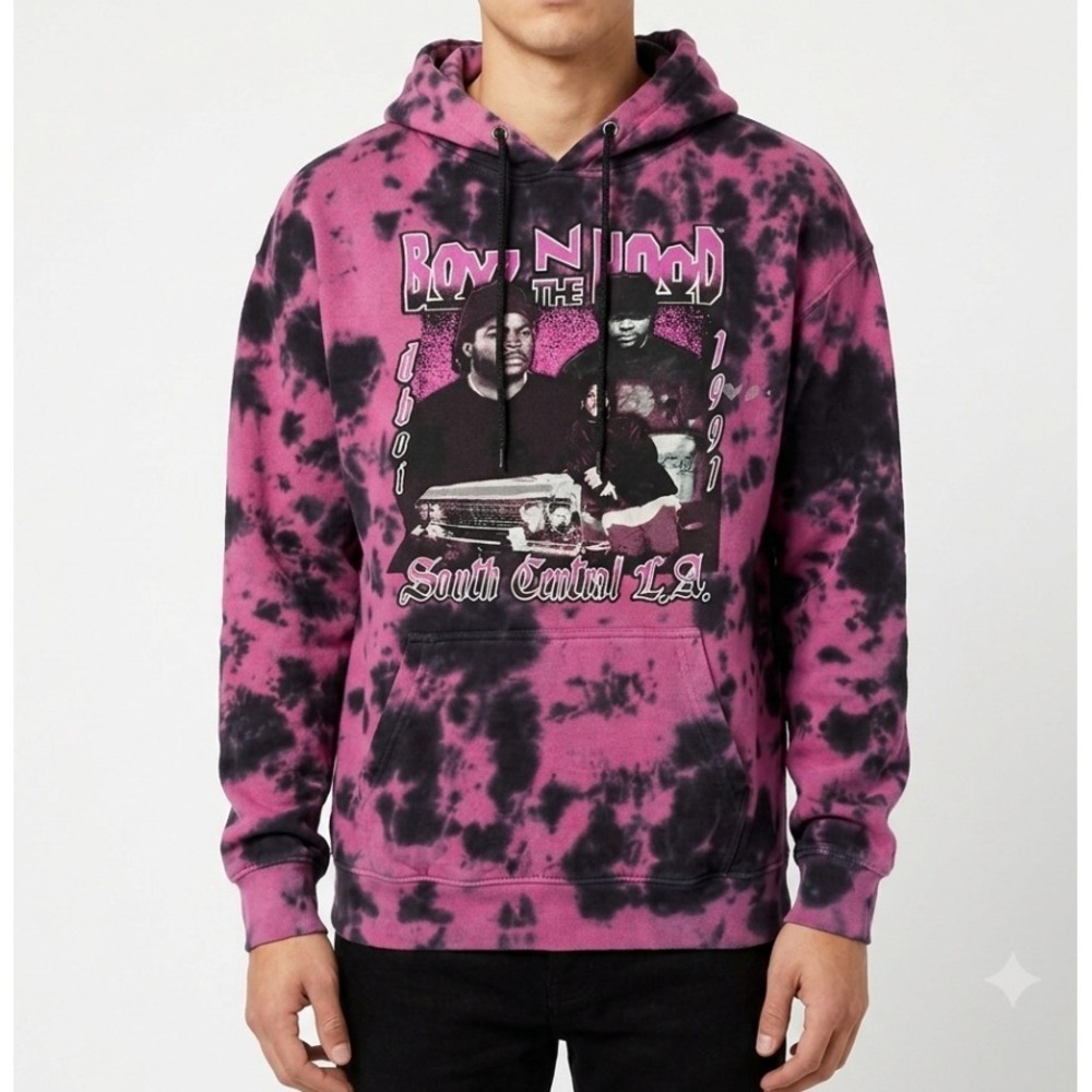 Boyz N The Hood Hoodie Unisex Small Purple Tie Dye Ice Cube 90s Movie Graphic
